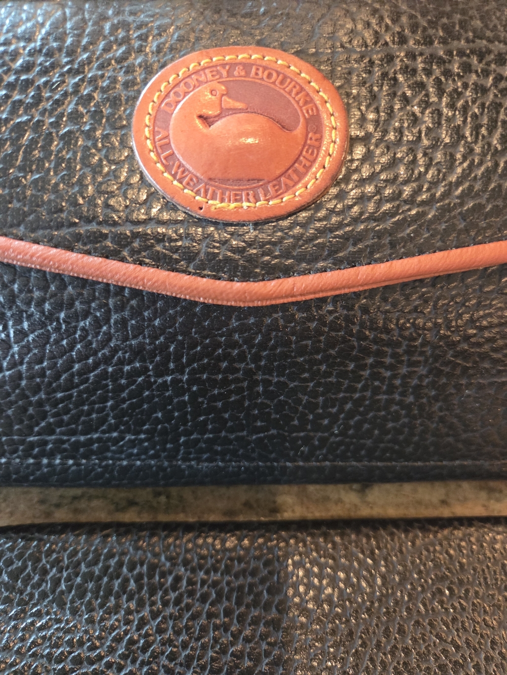 Dooney & Bourke Black Pebbled Leather Crossbody with Brown Trim - Picture 2 of 7